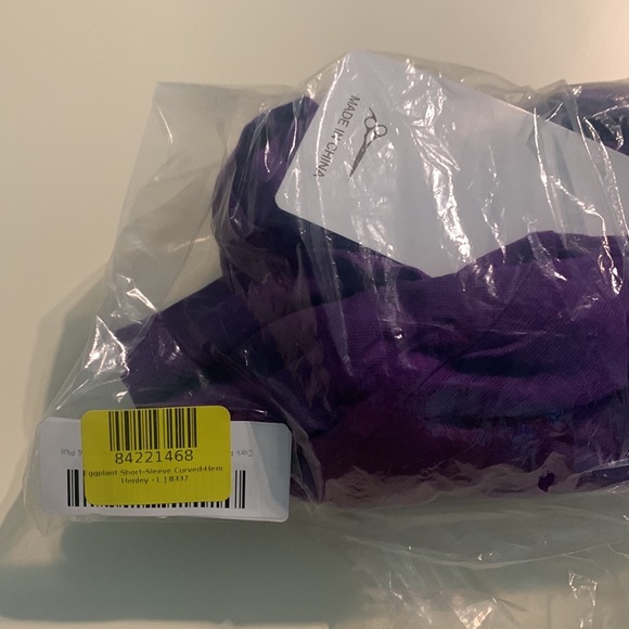 Purple, Short sleeved curved hem shirt - Picture 6 of 6